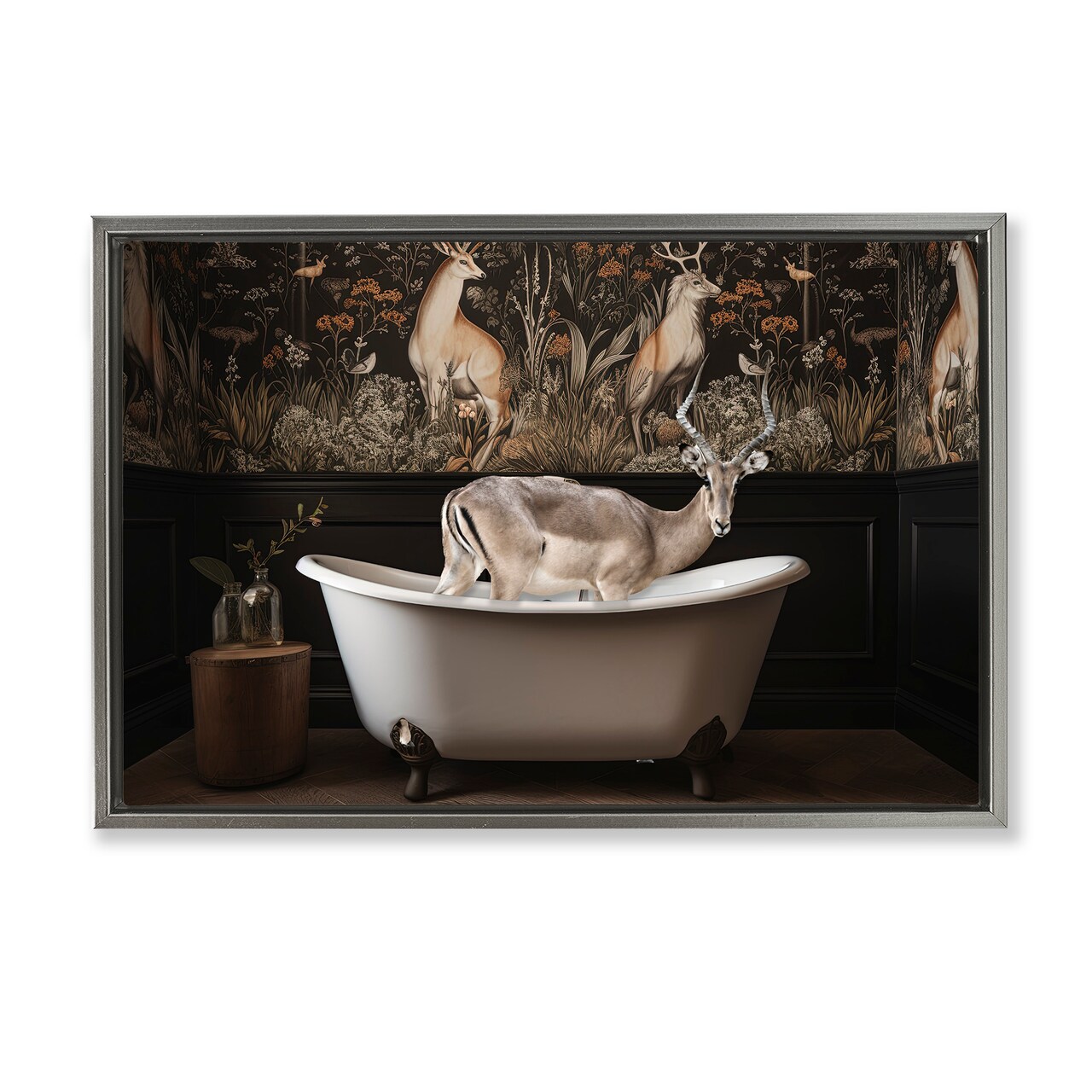Stupell Industries Forest Elk Rustic Bath Time Floating Frame, design by Sasha
